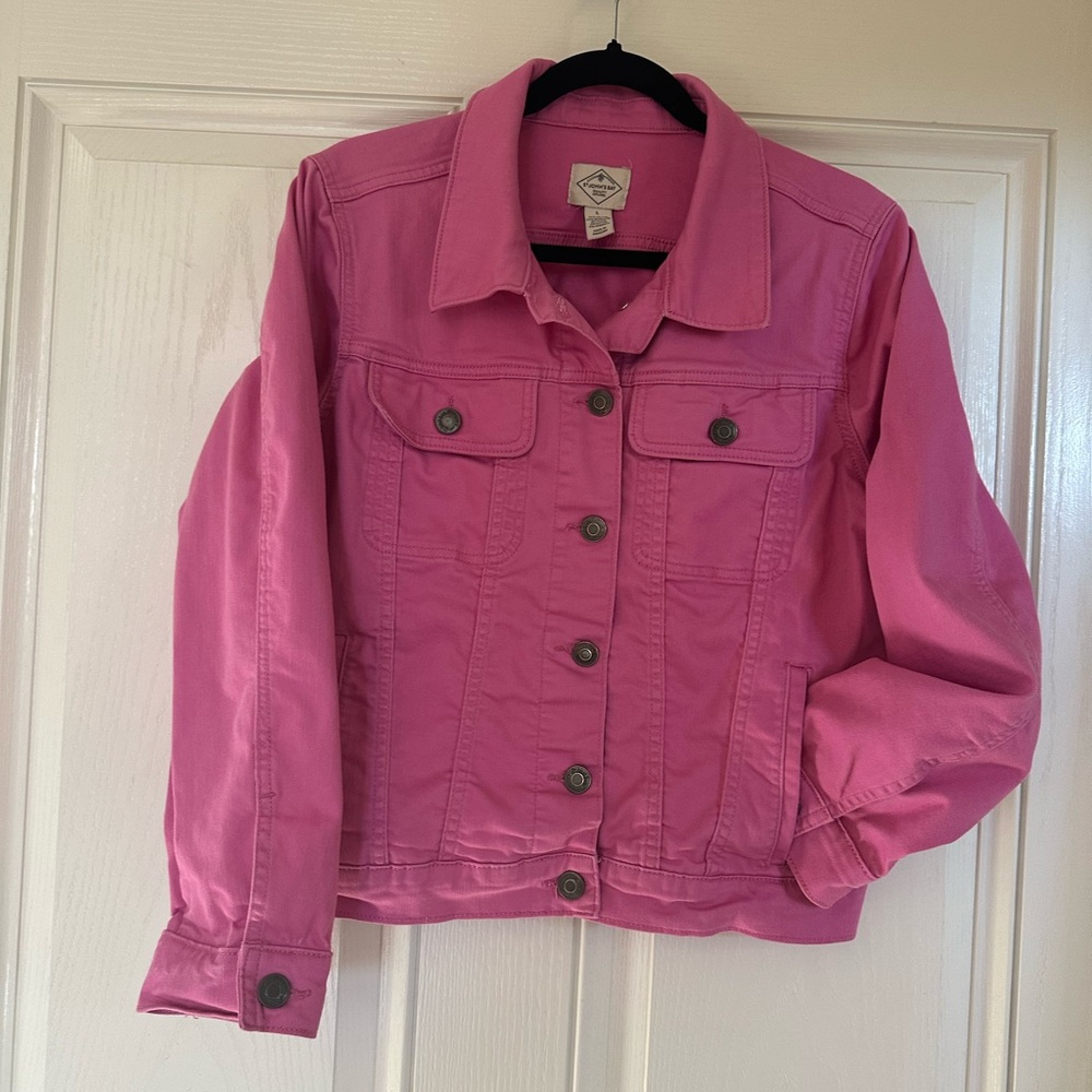 St. John's Bay Pink Jean Jacket Classic Trucker Style